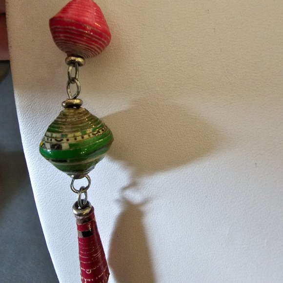 New Recycled Paper Beads Acacia Creation Artisan Necklace Earings Studio Kenya - Picture 8 of 14